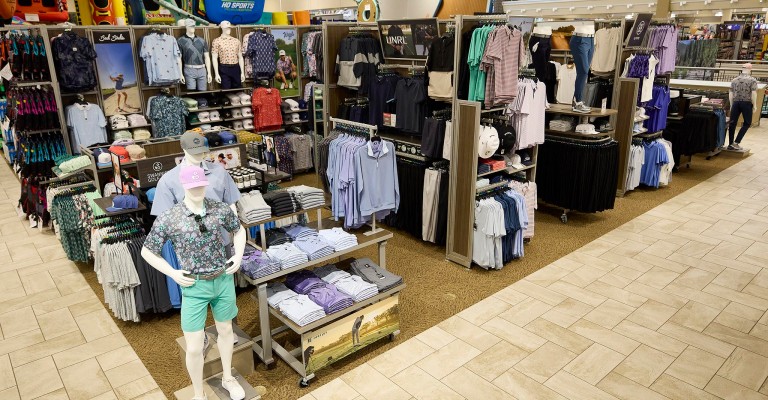 a variety of golf clothing at meridian scheels