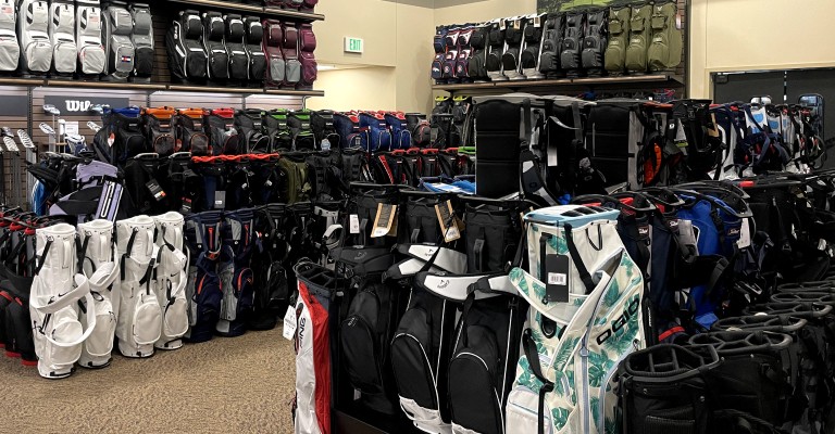 a variety of golf bags at johnstown scheels