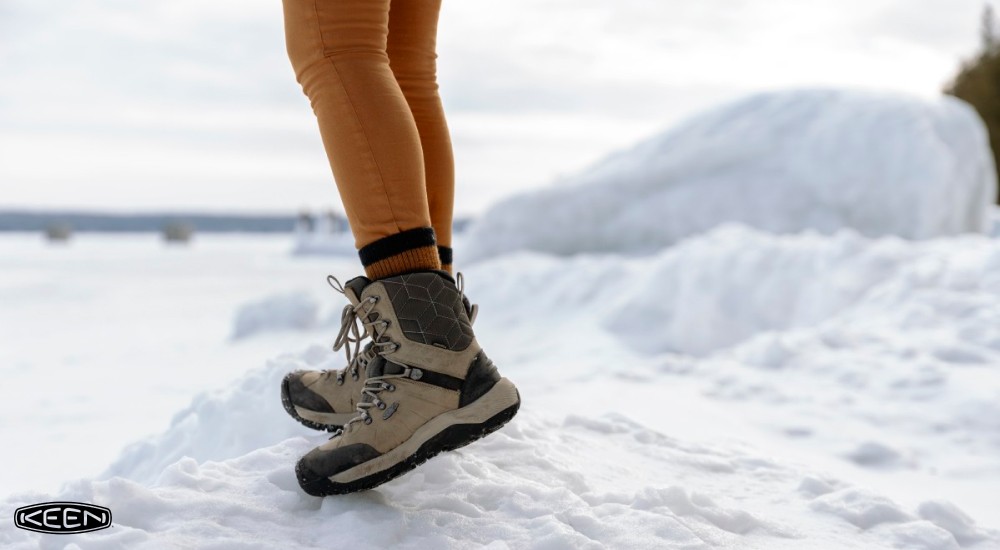 a person wearing hiking boots