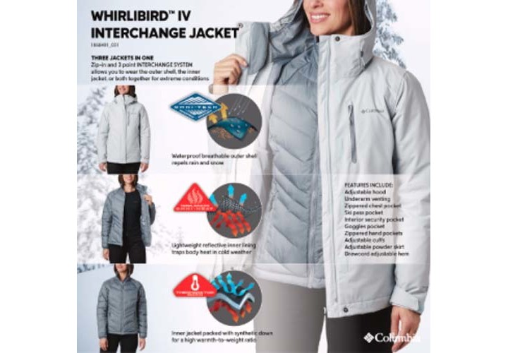 Women's Columbia Whirlibird IV Interchange Waterproof Hooded 3