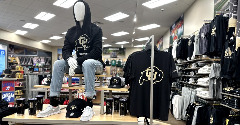a variety of university of colorado clothing at johnstown scheels