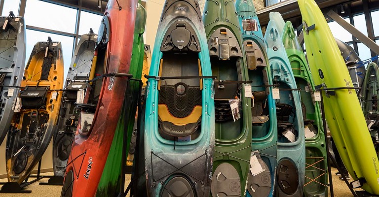 a variety of kayaks at meridian scheels