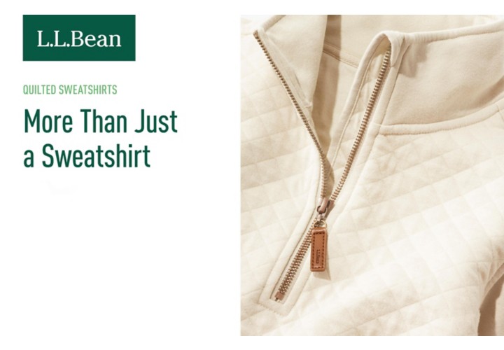 LL Bean Quilted Sweatshirt. More than just a sweatshirt. With a brushed cotton interior and quilted exterior, these versatile layers are as zigzag-knit and comfortable as you