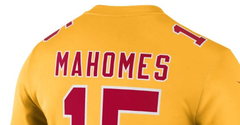 Back of Mahomes Legend Jersey