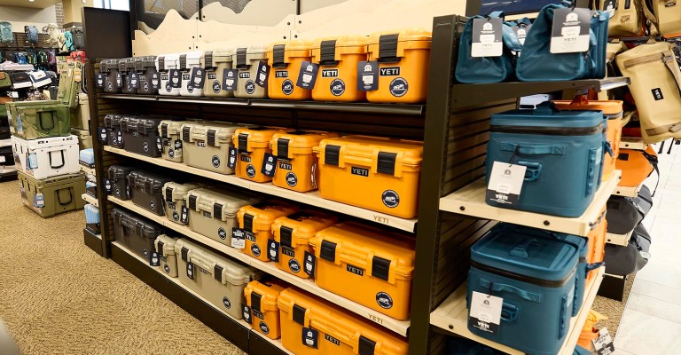 a wide range of different coolers at a scheels location