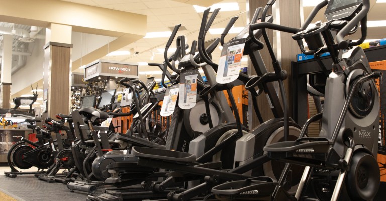  a variety of exercise machines on display