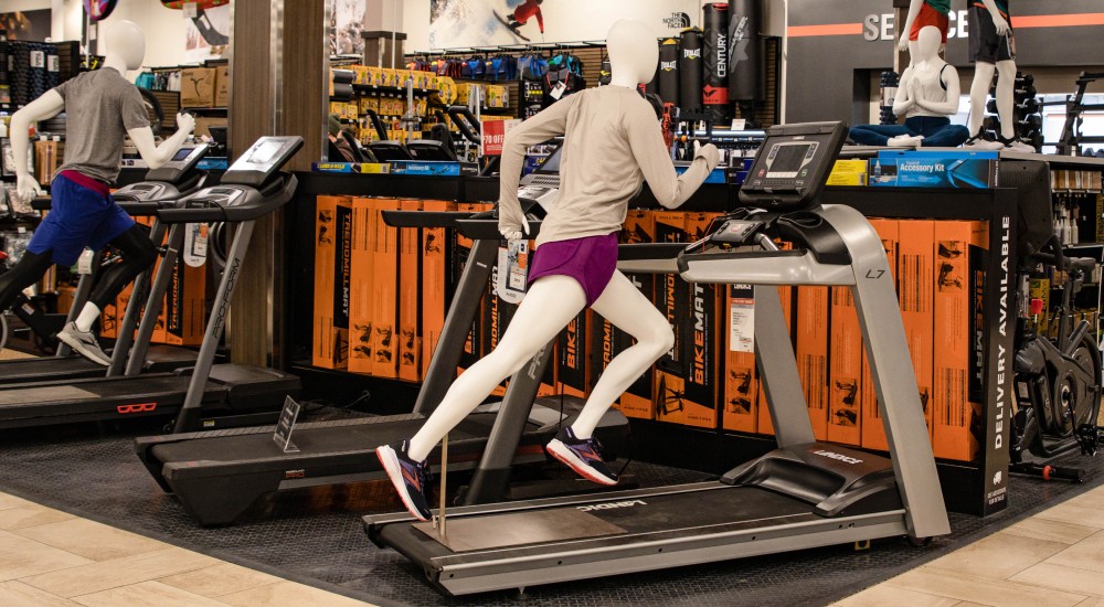 a treadmill display at minot scheels
