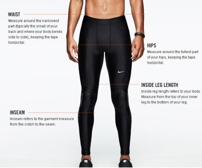 nike pro size chart mens