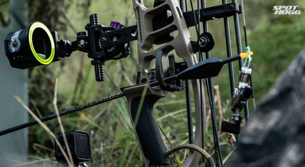 a bow sight attached to a compound bow