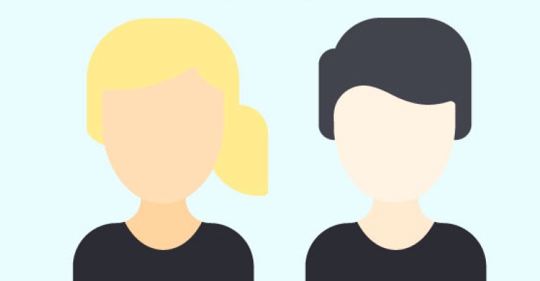 a male and female cartoon character displaying an oval face shape