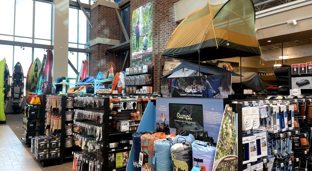 a camping shop within a scheels store