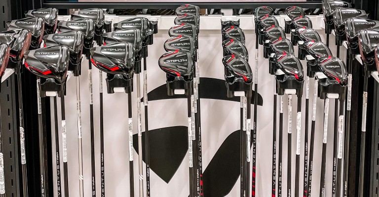 a variety of TaylorMade golf clubs