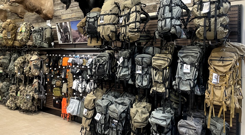 a variety of hunting packs at scheels