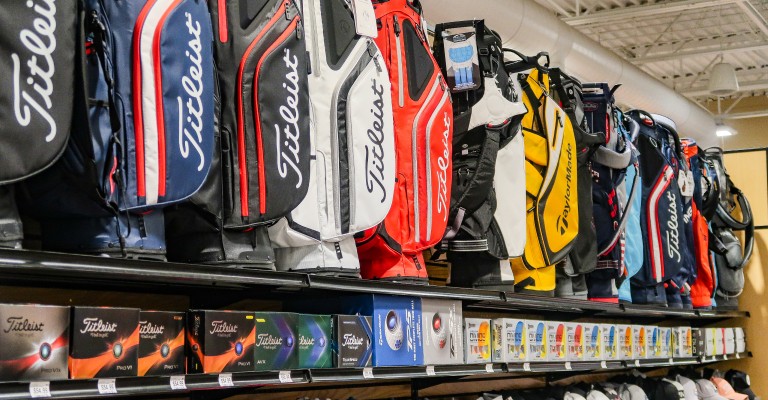 a variety of golf bags at scheels