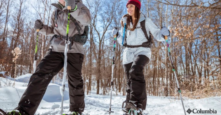 two people out snowshoeing