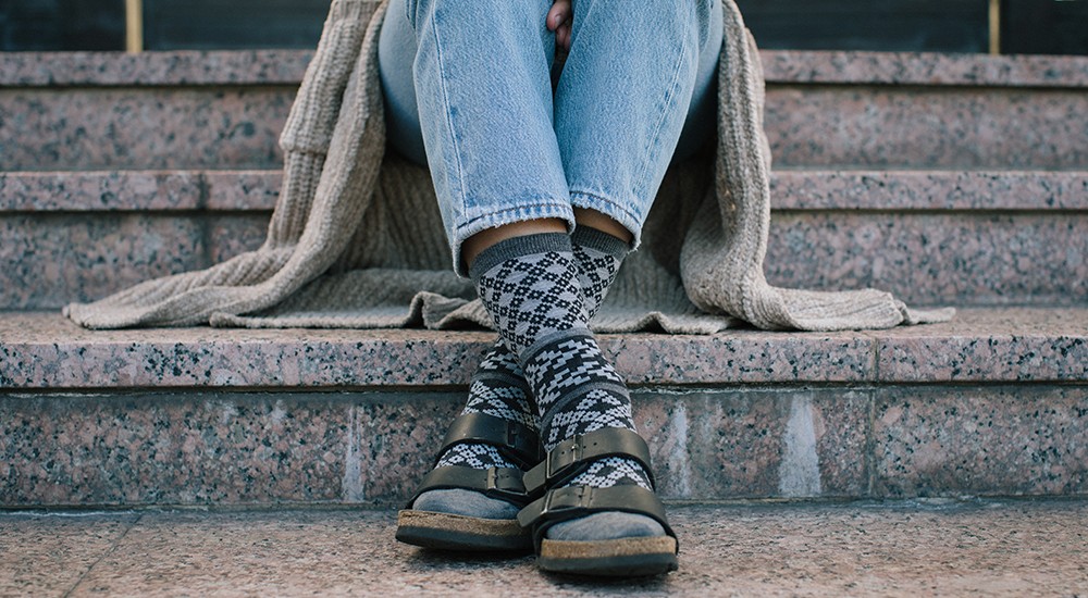 Socks on feet