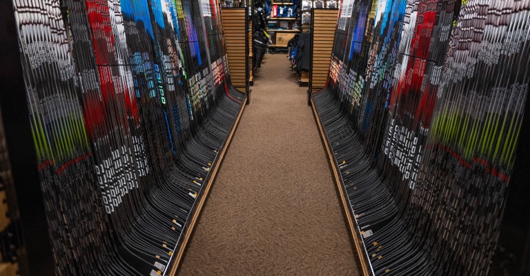 picture of variety of hockey sticks