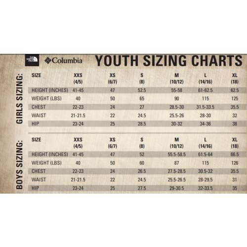 The north face boys size guide store