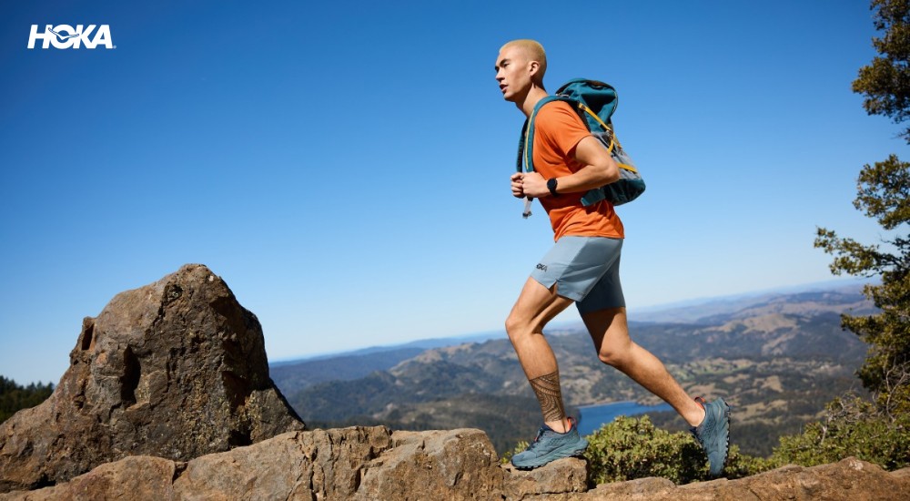 a person wearing trail running platform shoes