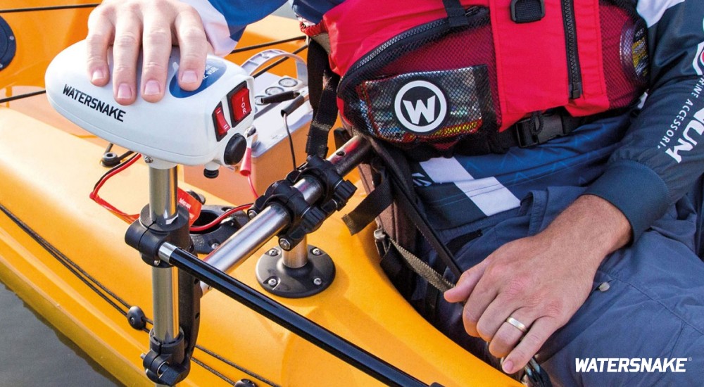 a trolling motor attached to a kayak