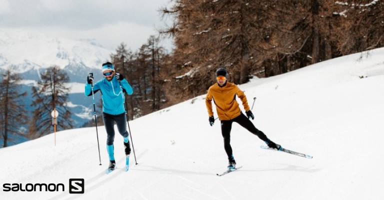 two men out cross country skiing